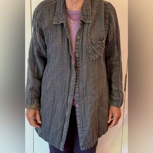 EUC FLAX Plus Size Gray Over Shirt